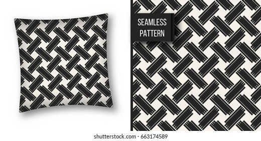 Abstract concept vector monochrome geometric pattern. Black and white minimal background. Creative illustration template. Seamless stylish texture. For wallpaper, surface, web design, textile, decor