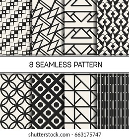 Abstract concept vector monochrome geometric pattern. Black and white minimal background. Creative illustration template. Seamless stylish texture. For wallpaper, surface, web design, textile, decor