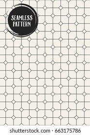 Abstract concept vector monochrome geometric pattern. Black and white minimal background. Creative illustration template. Seamless stylish texture. For wallpaper, surface, web design, textile, decor