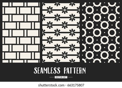 Abstract concept vector monochrome geometric pattern. Black and white minimal background. Creative illustration template. Seamless stylish texture. For wallpaper, surface, web design, textile, decor