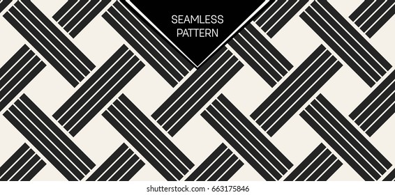 Abstract concept vector monochrome geometric pattern. Black and white minimal background. Creative illustration template. Seamless stylish texture. For wallpaper, surface, web design, textile, decor