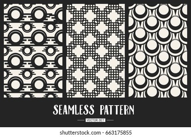 Abstract concept vector monochrome geometric pattern. Black and white minimal background. Creative illustration template. Seamless stylish texture. For wallpaper, surface, web design, textile, decor
