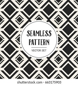 Abstract concept vector monochrome geometric pattern. Black and white minimal background. Creative illustration template. Seamless stylish texture. For wallpaper, surface, web design, textile, decor