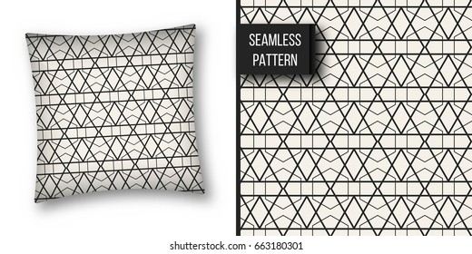 Abstract concept vector monochrome geometric pattern. Black and white minimal background. Creative illustration template. Seamless stylish texture. For wallpaper, surface, web design, textile, decor