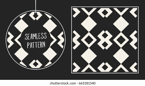 Abstract concept vector monochrome geometric pattern. Black and white minimal background. Creative illustration template. Seamless stylish texture. For wallpaper, surface, web design, textile, decor