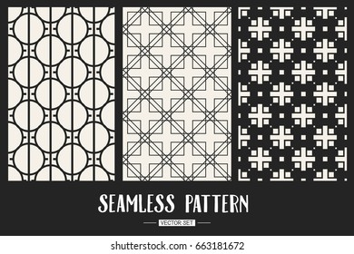 Abstract concept vector monochrome geometric pattern. Black and white minimal background. Creative illustration template. Seamless stylish texture. For wallpaper, surface, web design, textile, decor