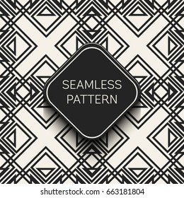 Abstract concept vector monochrome geometric pattern. Black and white minimal background. Creative illustration template. Seamless stylish texture. For wallpaper, surface, web design, textile, decor