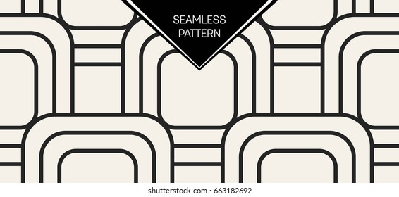 Abstract concept vector monochrome geometric pattern. Black and white minimal background. Creative illustration template. Seamless stylish texture. For wallpaper, surface, web design, textile, decor