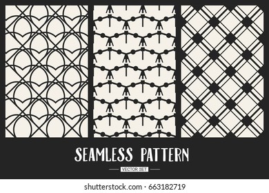 Abstract concept vector monochrome geometric pattern. Black and white minimal background. Creative illustration template. Seamless stylish texture. For wallpaper, surface, web design, textile, decor