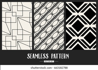 Abstract concept vector monochrome geometric pattern. Black and white minimal background. Creative illustration template. Seamless stylish texture. For wallpaper, surface, web design, textile, decor