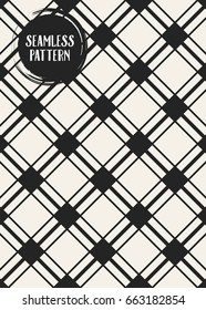 Abstract concept vector monochrome geometric pattern. Black and white minimal background. Creative illustration template. Seamless stylish texture. For wallpaper, surface, web design, textile, decor