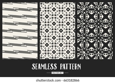 Abstract concept vector monochrome geometric pattern. Black and white minimal background. Creative illustration template. Seamless stylish texture. For wallpaper, surface, web design, textile, decor