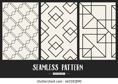 Abstract concept vector monochrome geometric pattern. Black and white minimal background. Creative illustration template. Seamless stylish texture. For wallpaper, surface, web design, textile, decor
