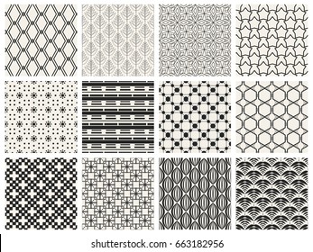 Abstract concept vector monochrome geometric pattern. Black and white minimal background. Creative illustration template. Seamless stylish texture. For wallpaper, surface, web design, textile, decor