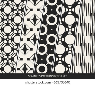 Abstract concept vector monochrome geometric pattern. Black and white minimal background. Creative illustration template. Seamless stylish texture. For wallpaper, surface, web design, textile, decor