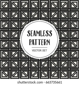 Abstract concept vector monochrome geometric pattern. Black and white minimal background. Creative illustration template. Seamless stylish texture. For wallpaper, surface, web design, textile, decor