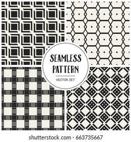 Abstract concept vector monochrome geometric pattern. Black and white minimal background. Creative illustration template. Seamless stylish texture. For wallpaper, surface, web design, textile, decor
