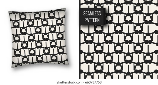 Abstract concept vector monochrome geometric pattern. Black and white minimal background. Creative illustration template. Seamless stylish texture. For wallpaper, surface, web design, textile, decor