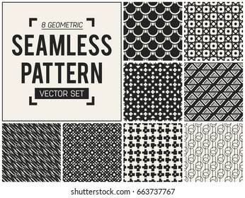 Abstract concept vector monochrome geometric pattern. Black and white minimal background. Creative illustration template. Seamless stylish texture. For wallpaper, surface, web design, textile, decor