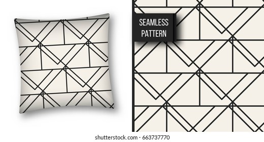 Abstract concept vector monochrome geometric pattern. Black and white minimal background. Creative illustration template. Seamless stylish texture. For wallpaper, surface, web design, textile, decor