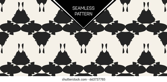 Abstract concept vector monochrome geometric pattern. Black and white minimal background. Creative illustration template. Seamless stylish texture. For wallpaper, surface, web design, textile, decor