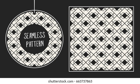 Abstract concept vector monochrome geometric pattern. Black and white minimal background. Creative illustration template. Seamless stylish texture. For wallpaper, surface, web design, textile, decor