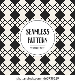 Abstract concept vector monochrome geometric pattern. Black and white minimal background. Creative illustration template. Seamless stylish texture. For wallpaper, surface, web design, textile, decor