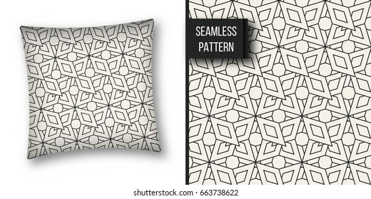 Abstract concept vector monochrome geometric pattern. Black and white minimal background. Creative illustration template. Seamless stylish texture. For wallpaper, surface, web design, textile, decor