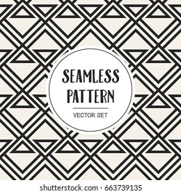 Abstract concept vector monochrome geometric pattern. Black and white minimal background. Creative illustration template. Seamless stylish texture. For wallpaper, surface, web design, textile, decor
