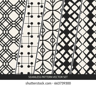 Abstract concept vector monochrome geometric pattern. Black and white minimal background. Creative illustration template. Seamless stylish texture. For wallpaper, surface, web design, textile, decor