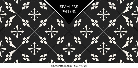 Abstract concept vector monochrome geometric pattern. Black and white minimal background. Creative illustration template. Seamless stylish texture. For wallpaper, surface, web design, textile, decor