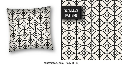 Abstract concept vector monochrome geometric pattern. Black and white minimal background. Creative illustration template. Seamless stylish texture. For wallpaper, surface, web design, textile, decor