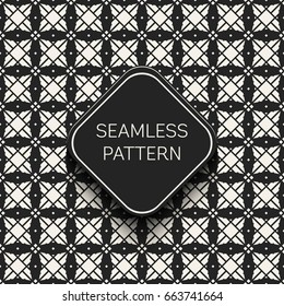 Abstract concept vector monochrome geometric pattern. Black and white minimal background. Creative illustration template. Seamless stylish texture. For wallpaper, surface, web design, textile, decor