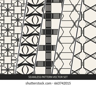 Abstract concept vector monochrome geometric pattern. Black and white minimal background. Creative illustration template. Seamless stylish texture. For wallpaper, surface, web design, textile, decor