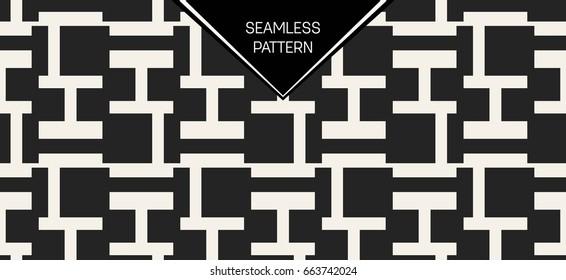 Abstract concept vector monochrome geometric pattern. Black and white minimal background. Creative illustration template. Seamless stylish texture. For wallpaper, surface, web design, textile, decor