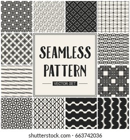 Abstract concept vector monochrome geometric pattern. Black and white minimal background. Creative illustration template. Seamless stylish texture. For wallpaper, surface, web design, textile, decor
