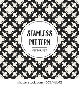 Abstract concept vector monochrome geometric pattern. Black and white minimal background. Creative illustration template. Seamless stylish texture. For wallpaper, surface, web design, textile, decor