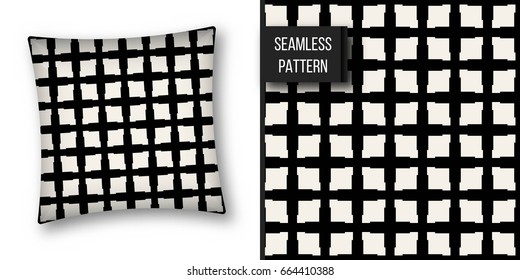 Abstract concept vector monochrome geometric pattern. Black and white minimal background. Creative illustration template. Seamless stylish texture. For wallpaper, surface, web design, textile, decor