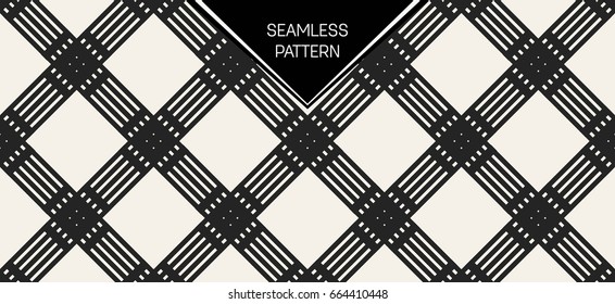 Abstract concept vector monochrome geometric pattern. Black and white minimal background. Creative illustration template. Seamless stylish texture. For wallpaper, surface, web design, textile, decor