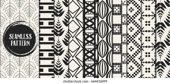 Abstract concept vector monochrome geometric pattern. Black and white minimal background. Creative illustration template. Seamless stylish texture. For wallpaper, surface, web design, textile, decor