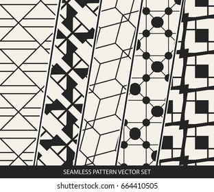 Abstract concept vector monochrome geometric pattern. Black and white minimal background. Creative illustration template. Seamless stylish texture. For wallpaper, surface, web design, textile, decor