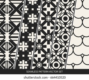 Abstract concept vector monochrome geometric pattern. Black and white minimal background. Creative illustration template. Seamless stylish texture. For wallpaper, surface, web design, textile, decor