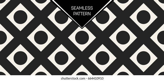 Abstract concept vector monochrome geometric pattern. Black and white minimal background. Creative illustration template. Seamless stylish texture. For wallpaper, surface, web design, textile, decor
