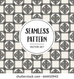 Abstract concept vector monochrome geometric pattern. Black and white minimal background. Creative illustration template. Seamless stylish texture. For wallpaper, surface, web design, textile, decor