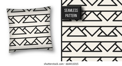 Abstract concept vector monochrome geometric pattern. Black and white minimal background. Creative illustration template. Seamless stylish texture. For wallpaper, surface, web design, textile, decor