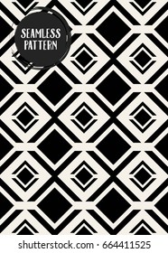 Abstract concept vector monochrome geometric pattern. Black and white minimal background. Creative illustration template. Seamless stylish texture. For wallpaper, surface, web design, textile, decor