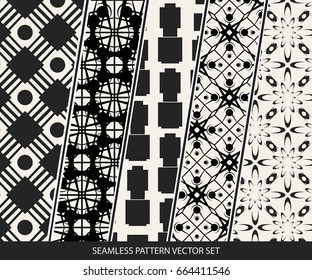 Abstract concept vector monochrome geometric pattern. Black and white minimal background. Creative illustration template. Seamless stylish texture. For wallpaper, surface, web design, textile, decor