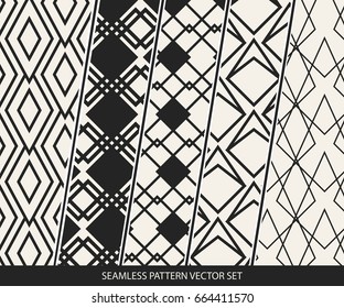 Abstract concept vector monochrome geometric pattern. Black and white minimal background. Creative illustration template. Seamless stylish texture. For wallpaper, surface, web design, textile, decor
