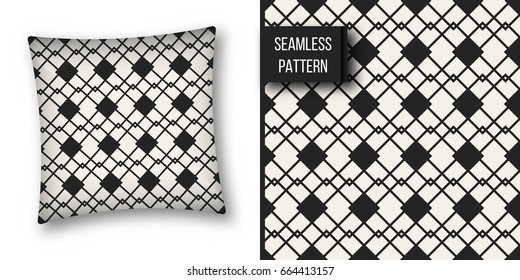Abstract concept vector monochrome geometric pattern. Black and white minimal background. Creative illustration template. Seamless stylish texture. For wallpaper, surface, web design, textile, decor