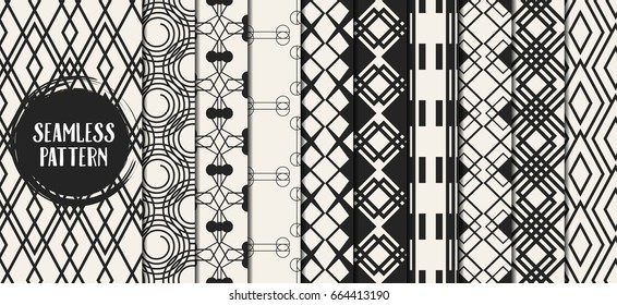 Abstract concept vector monochrome geometric pattern. Black and white minimal background. Creative illustration template. Seamless stylish texture. For wallpaper, surface, web design, textile, decor